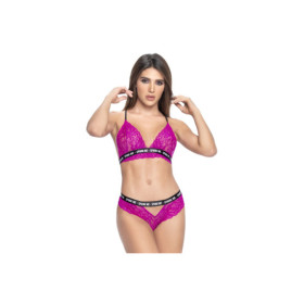 Ensemble deux pièces rose fun avec bande imprimée 